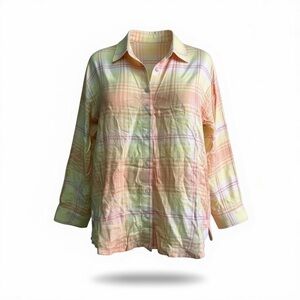 Bixby Nomad Peach Oversized Relaxed Flannel Shirt L‎ NWT Stitch Fix